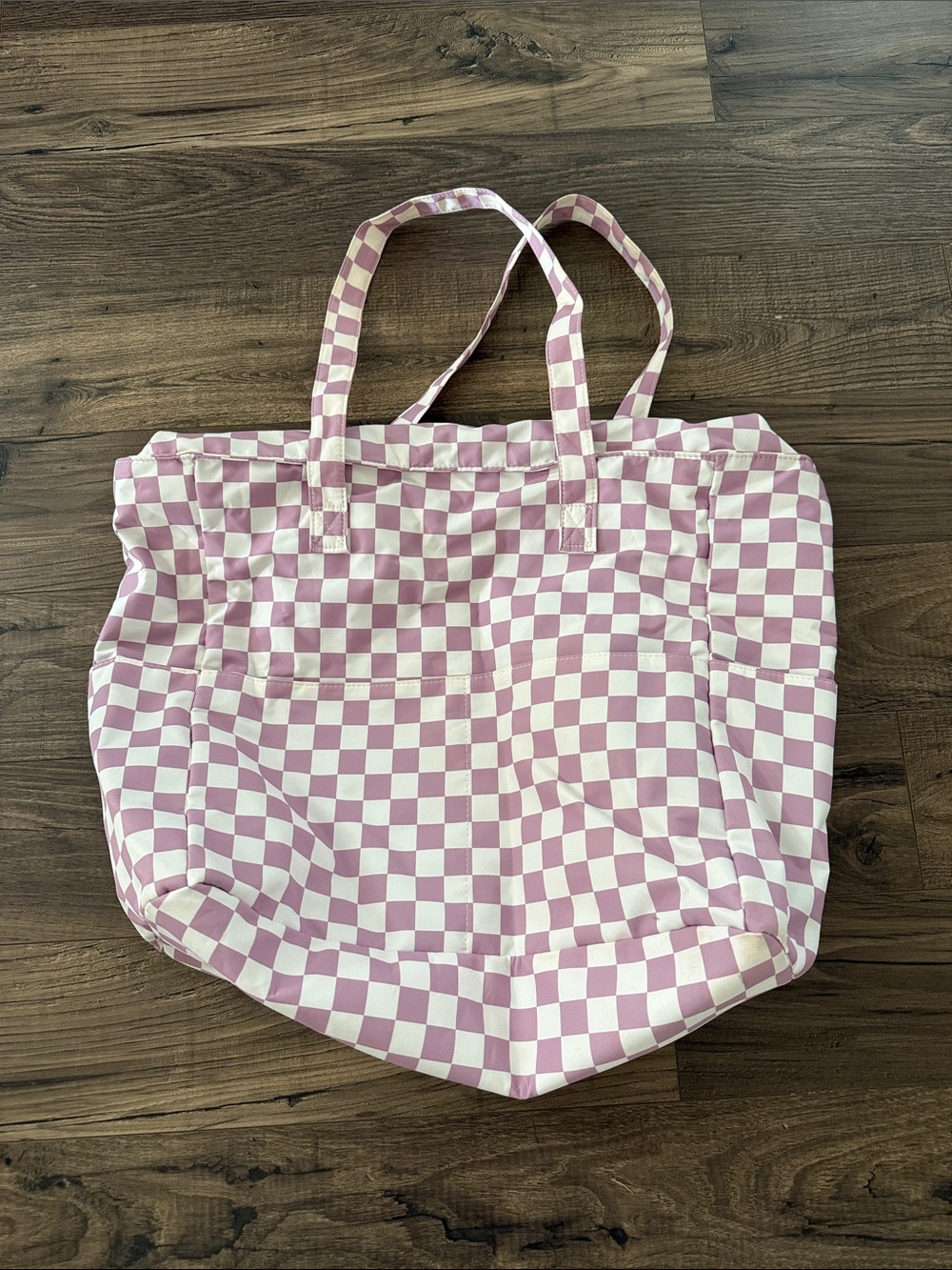 Purple & White Checkered Tote Bag